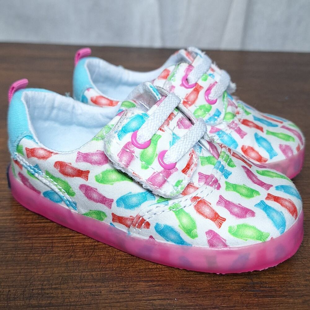 Sperry Spinnaker Crib jr washable sneakers baby shoes little girls rainbow fish